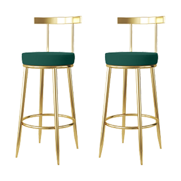 Fabric Round Seat Bar Stools Low Back Gold Iron Base Barstool for Home