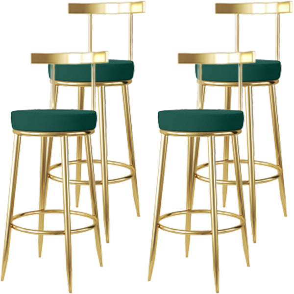 Fabric Round Seat Bar Stools Low Back Gold Iron Base Barstool for Home