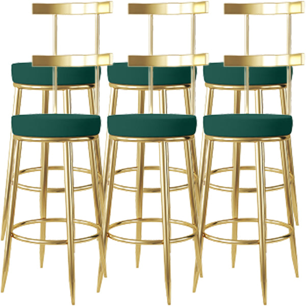 Fabric Round Seat Bar Stools Low Back Gold Iron Base Barstool for Home