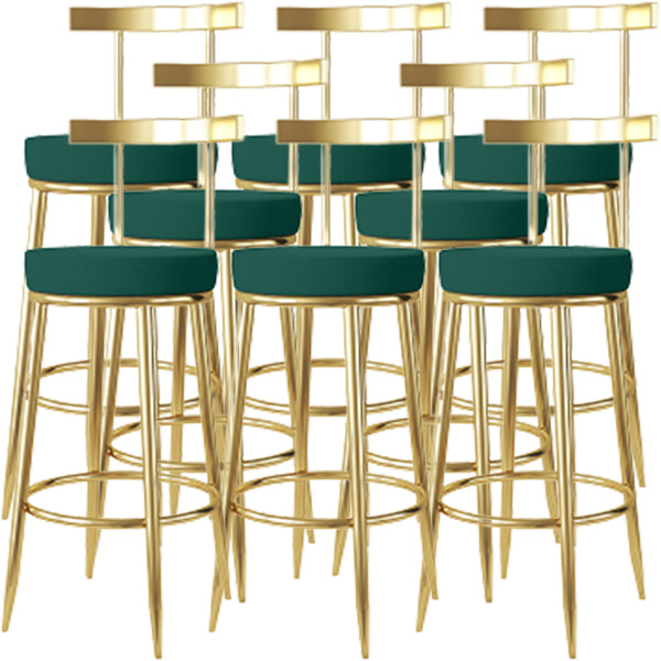 Fabric Round Seat Bar Stools Low Back Gold Iron Base Barstool for Home