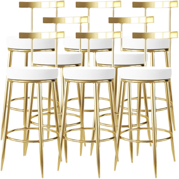 Fabric Round Seat Bar Stools Low Back Gold Iron Base Barstool for Home