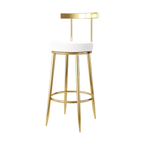 Fabric Round Seat Bar Stools Low Back Gold Iron Base Barstool for Home