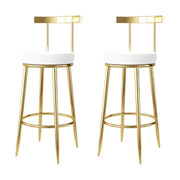 Fabric Round Seat Bar Stools Low Back Gold Iron Base Barstool for Home