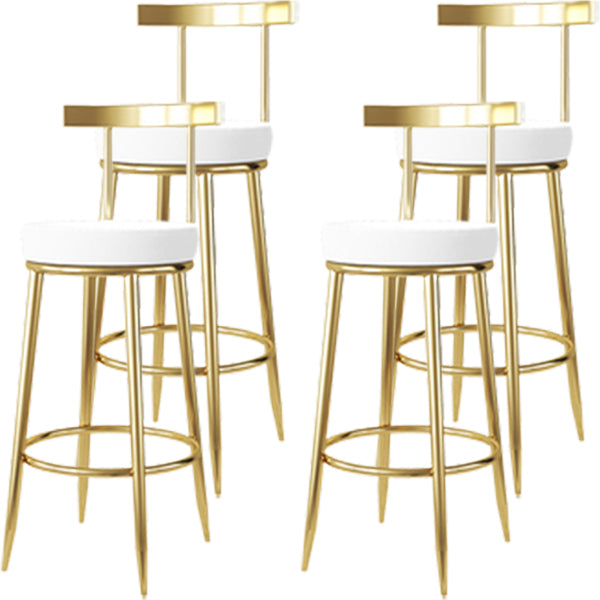 Fabric Round Seat Bar Stools Low Back Gold Iron Base Barstool for Home