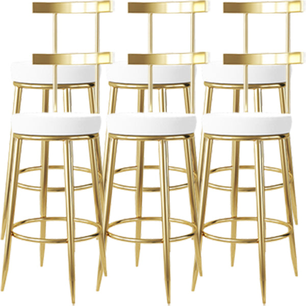 Fabric Round Seat Bar Stools Low Back Gold Iron Base Barstool for Home