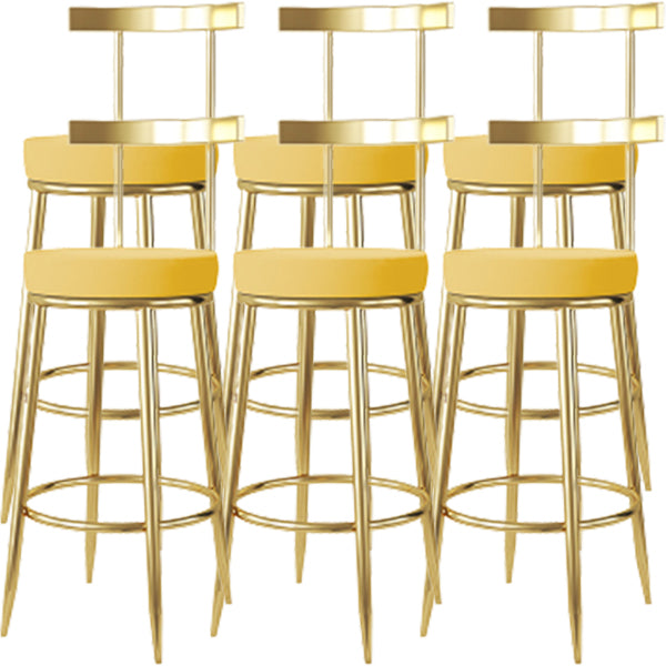 Fabric Round Seat Bar Stools Low Back Gold Iron Base Barstool for Home