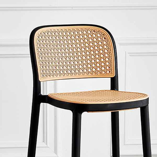 Scandinavian Low Back Plastic Counter Stool Rectangle Seat Plastic Furniture