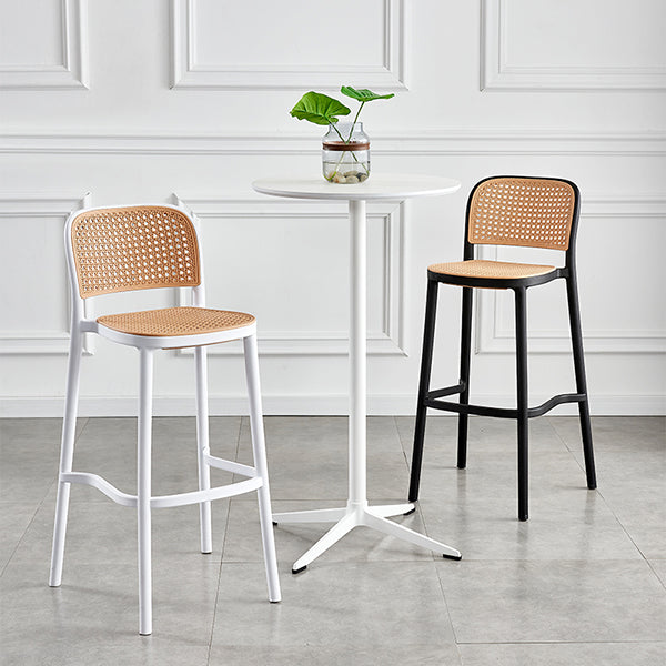 Scandinavian Low Back Plastic Counter Stool Rectangle Seat Plastic Furniture
