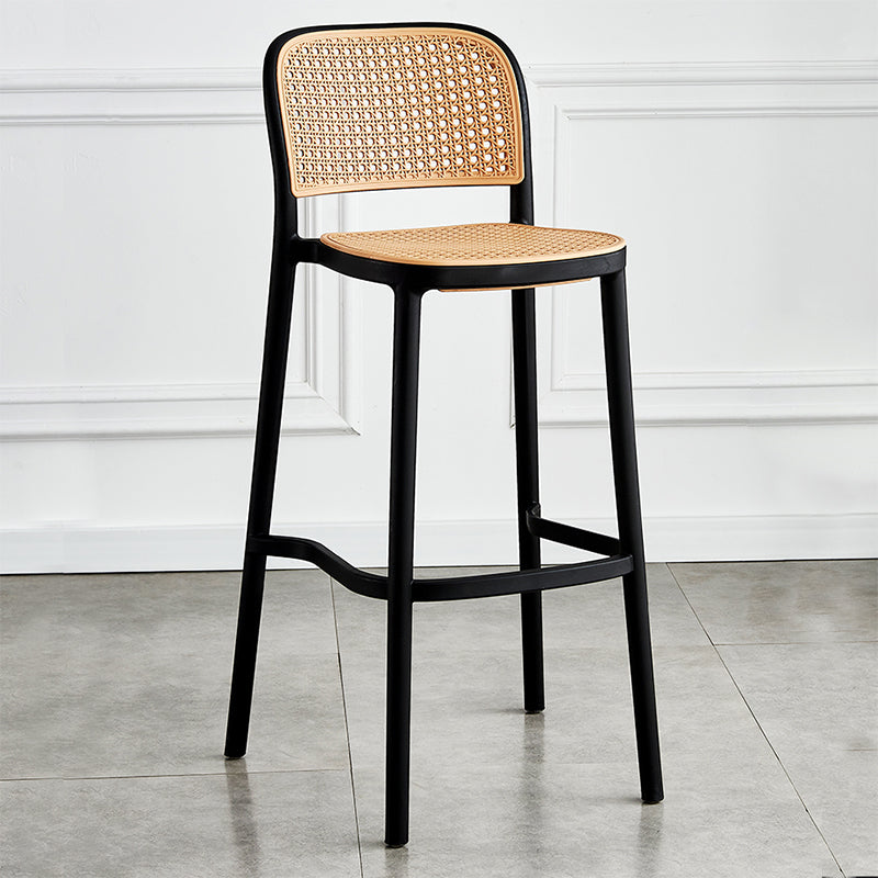 Scandinavian Low Back Plastic Counter Stool Rectangle Seat Plastic Furniture