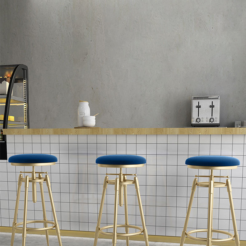 Scandinavian Metal Stool Upholstered Round Seat Counter Stool