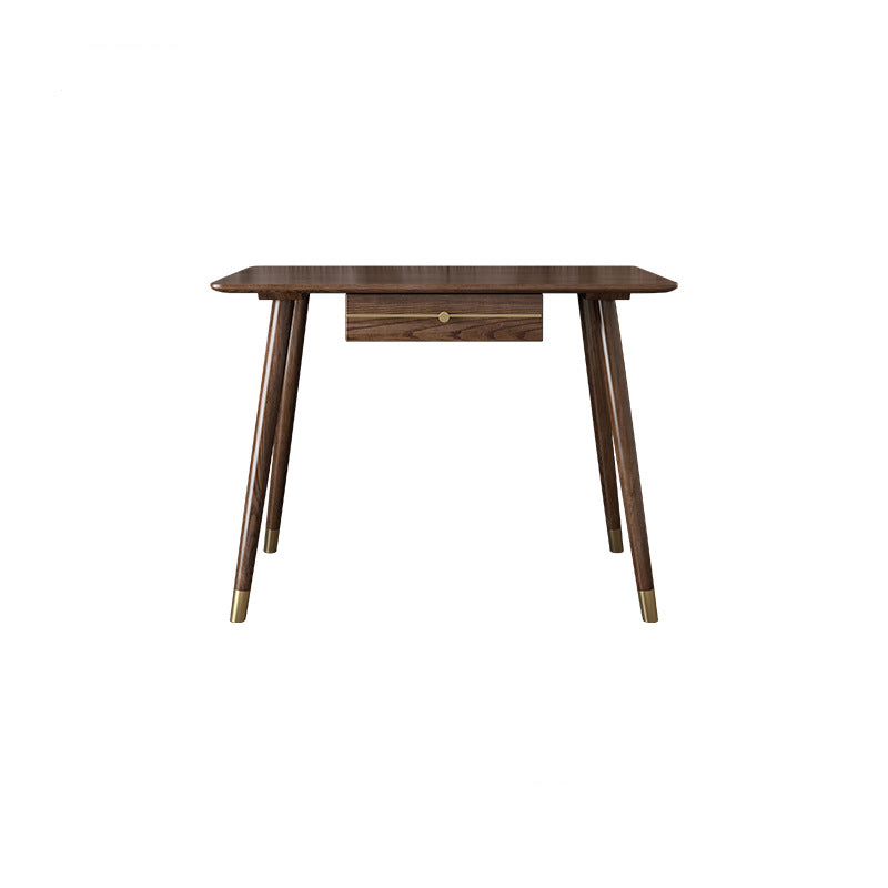 Glam Office Desk Rectangular Brown Solid Wood Writing Desk for Home
