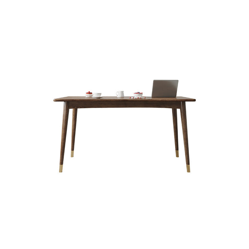 Glam Office Desk Rectangular Brown Solid Wood Writing Desk for Home