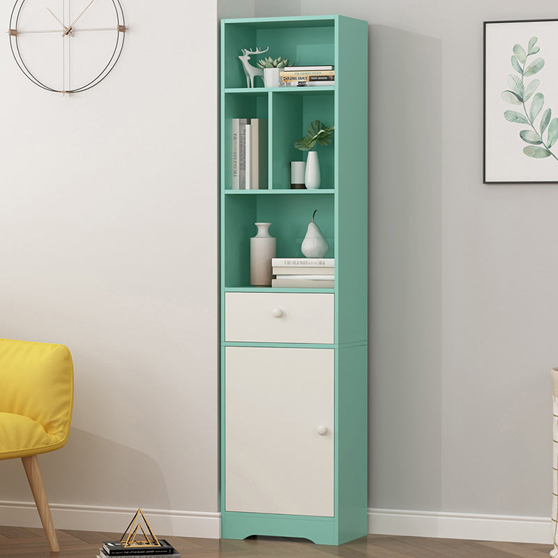 Modern Corner Vertical Shelf Bookcase Engineered Wood Book Shelf with Cabinets