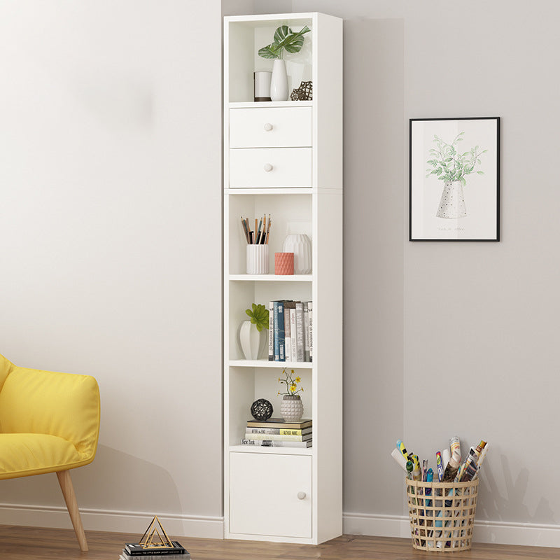 Modern Corner Vertical Shelf Bookcase Engineered Wood Book Shelf with Cabinets