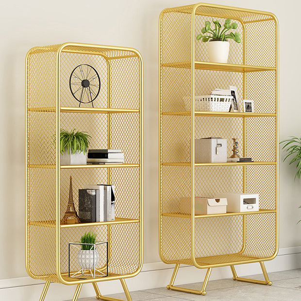 Glam Metal Bookshelf Closed Back with Shelves Bookcase Vertical