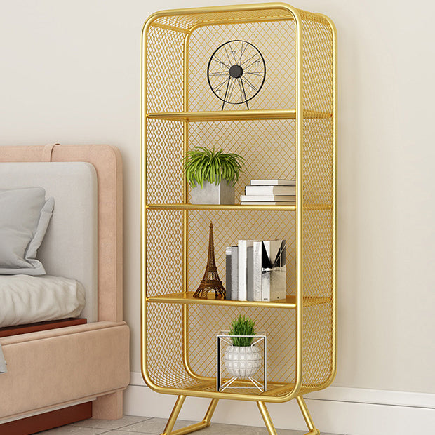 Glam Metal Bookshelf Closed Back with Shelves Bookcase Vertical