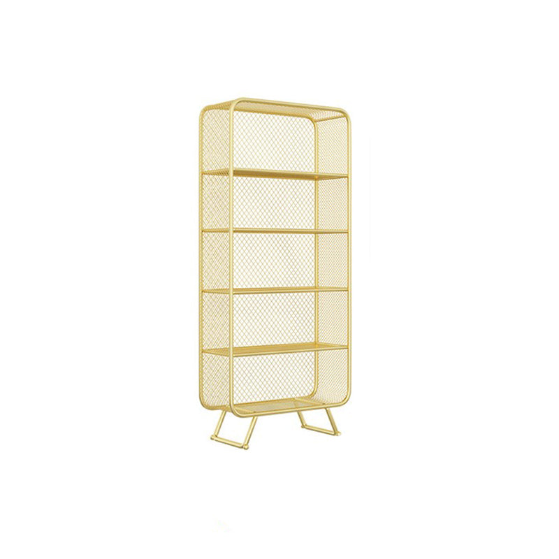 Glam Metal Bookshelf Closed Back with Shelves Bookcase Vertical