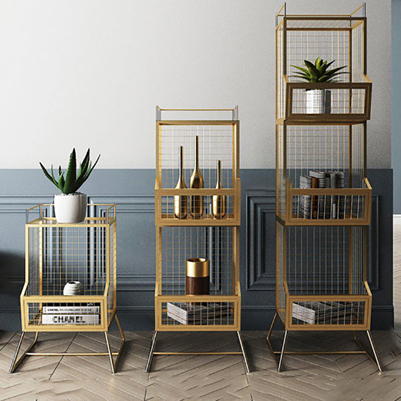 Metal Gold and Black Bookshelf Closed Back Book Shelf Shelves Included