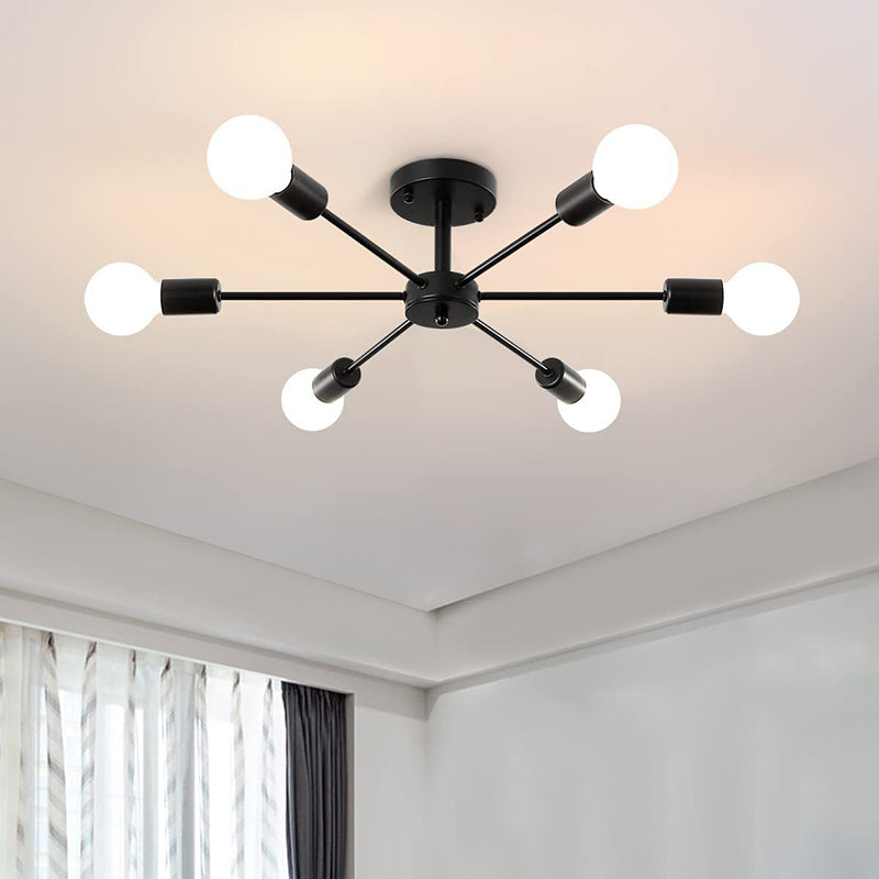 Metal Sputnik Shape Flush Mount Lights Modern Multi Light Flush Mount Light Fixtures