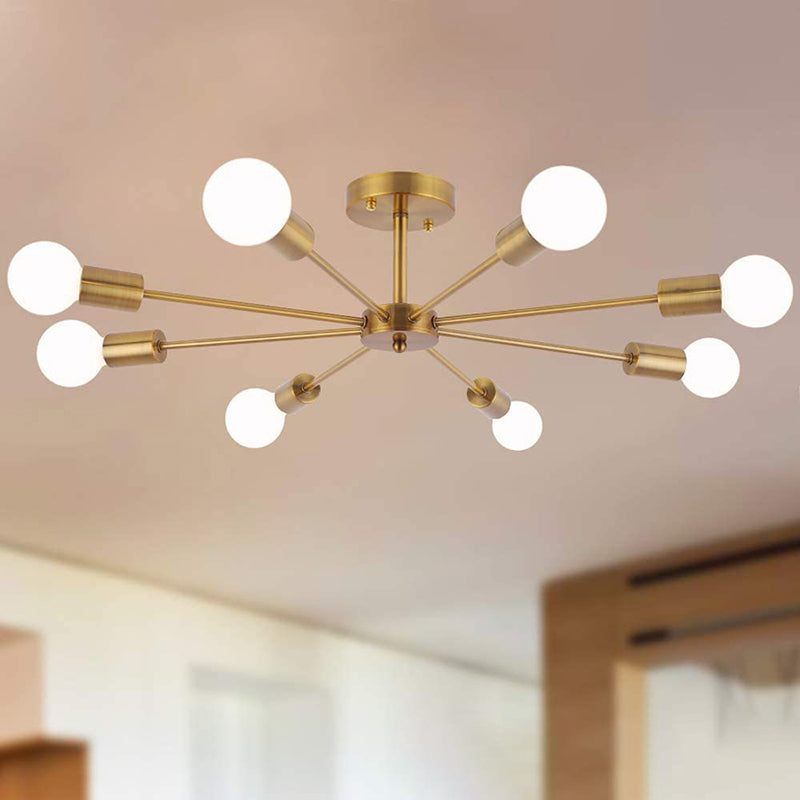 Metal Sputnik Shape Flush Mount Lights Modern Multi Light Flush Mount Light Fixtures