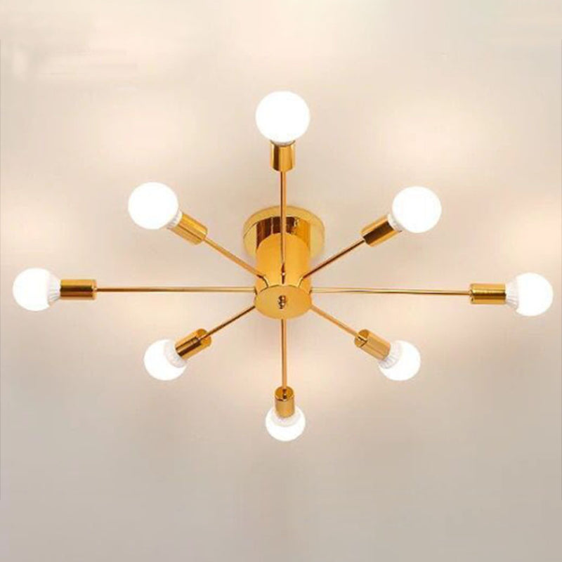 Metal Sputnik Shape Flush Mount Lights Modern Multi Light Flush Mount Light Fixtures