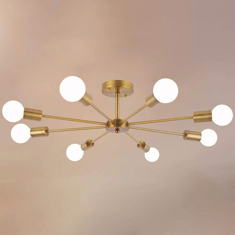 Metal Sputnik Shape Flush Mount Lights Modern Multi Light Flush Mount Light Fixtures