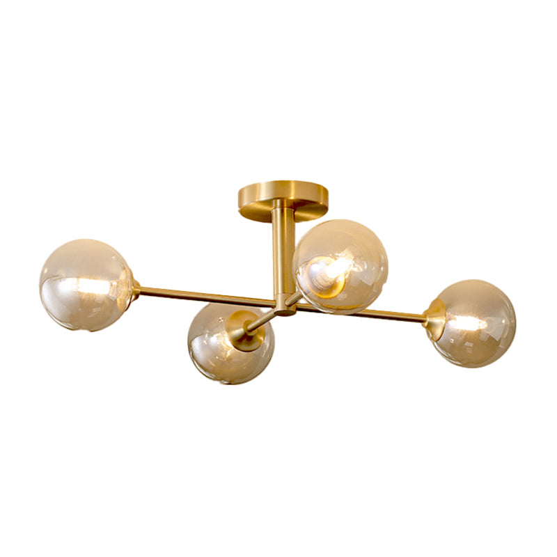 Nordic Style Golden Ceiling Light Ball Shape Glass Shade Ceiling Lamp for Bedroom