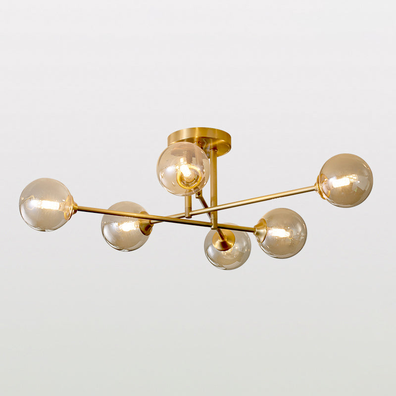 Nordic Style Golden Ceiling Light Ball Shape Glass Shade Ceiling Lamp for Bedroom