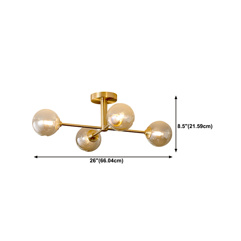 Nordic Style Golden Ceiling Light Ball Shape Glass Shade Ceiling Lamp for Bedroom