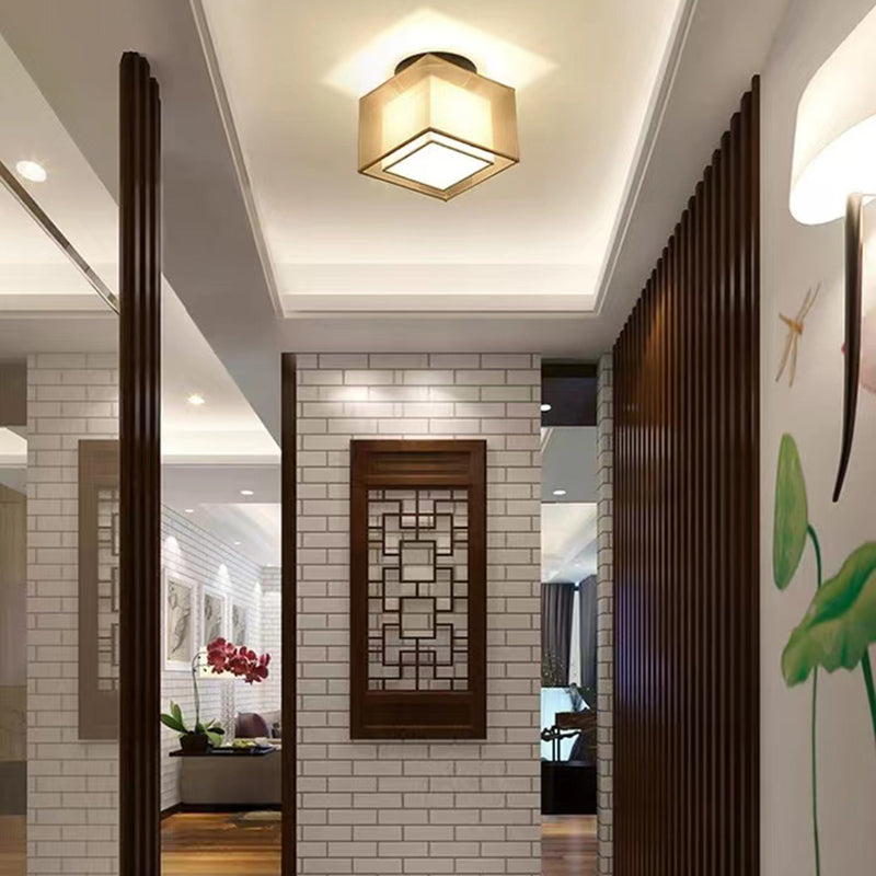 Fabric Geometric Shape Flush Mount Lights Modern 1 Light Flush Mount Light Fixture