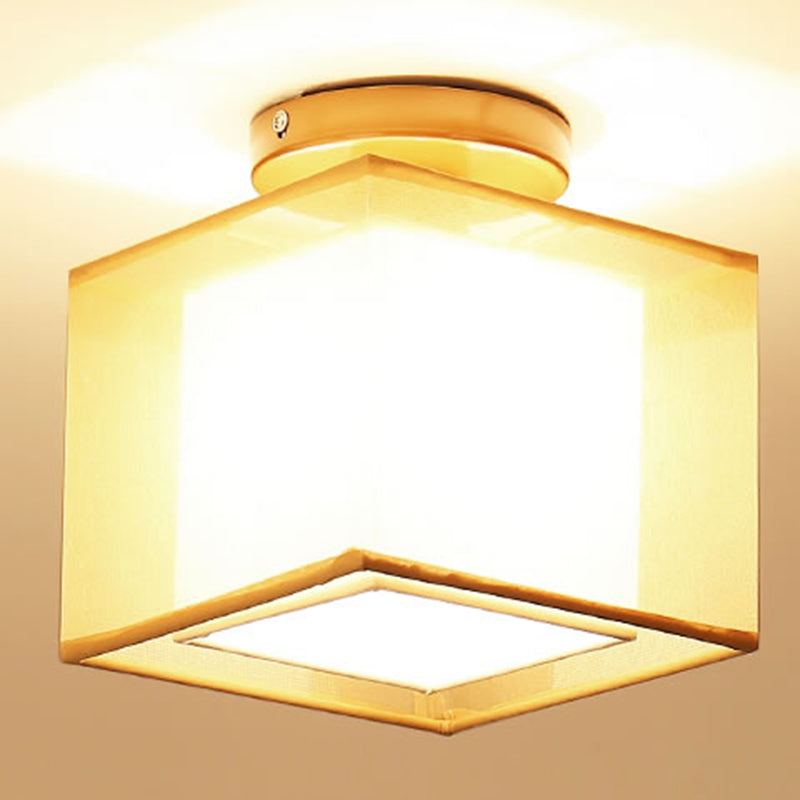 Fabric Geometric Shape Flush Mount Lights Modern 1 Light Flush Mount Light Fixture
