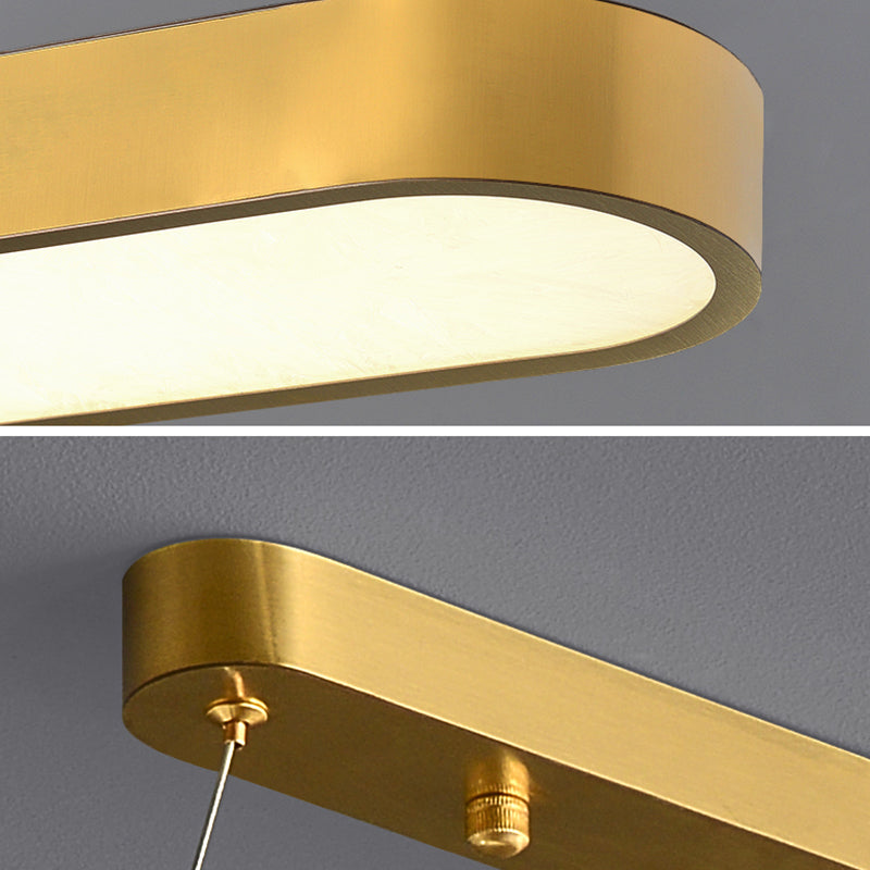 Modern Style Oval Shape Island Light White Glass 1 Light Island Lighting in Gold