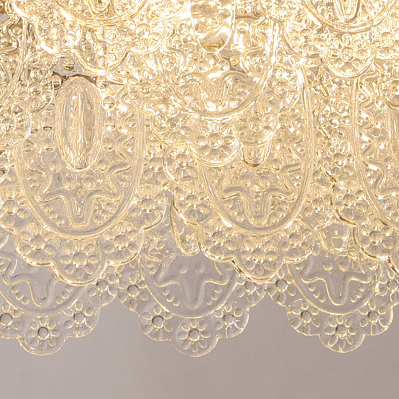 Modern Style Oval Shape Island Lights Glass 8 Light Island Lighting in Gold