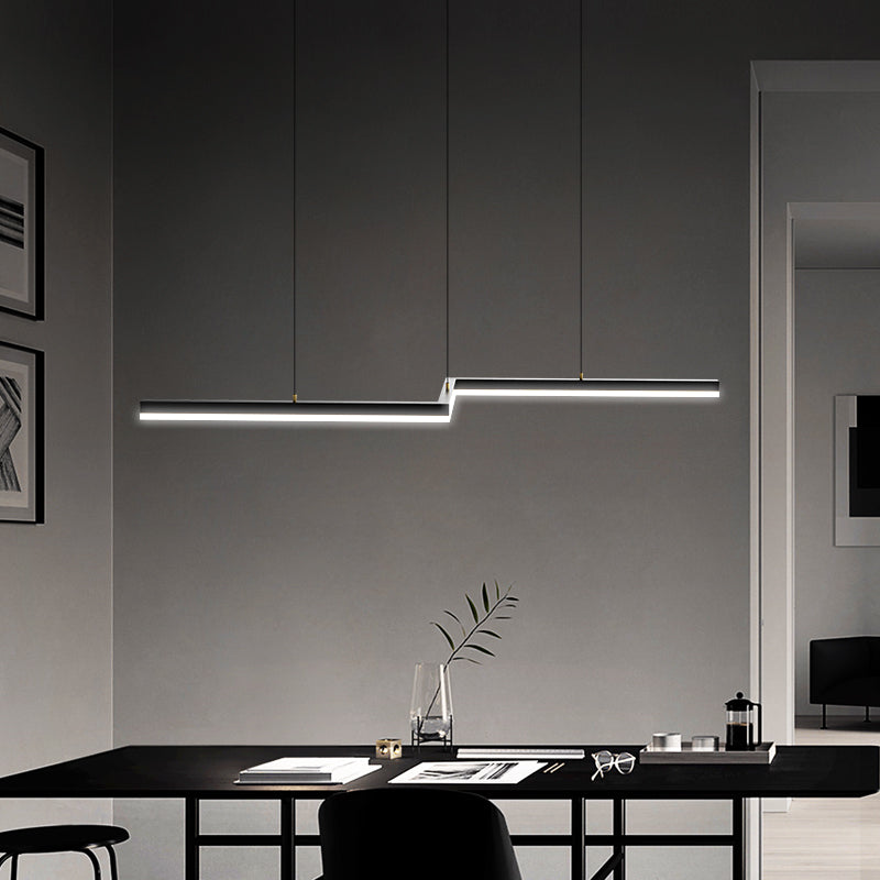 Linear Shape Island Light Modern Style Metal 1-Light Island Lighting in Black