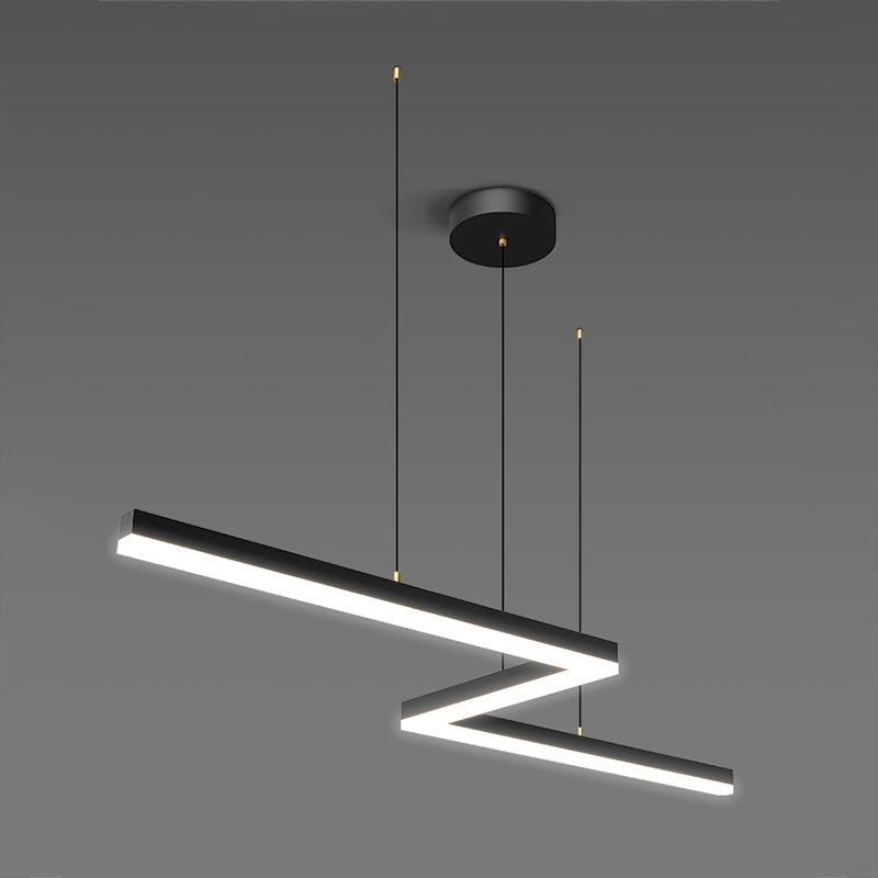 Linear Shape Island Light Modern Style Metal 1-Light Island Lighting in Black