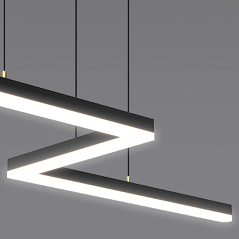 Linear Shape Island Light Modern Style Metal 1-Light Island Lighting in Black