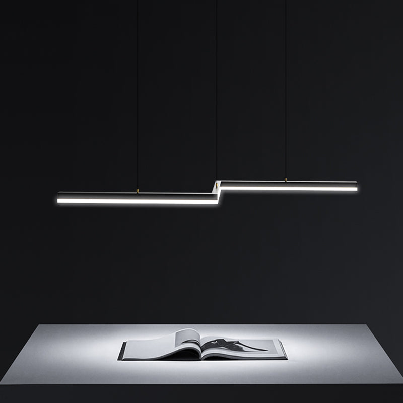 Linear Shape Island Light Modern Style Metal 1-Light Island Lighting in Black