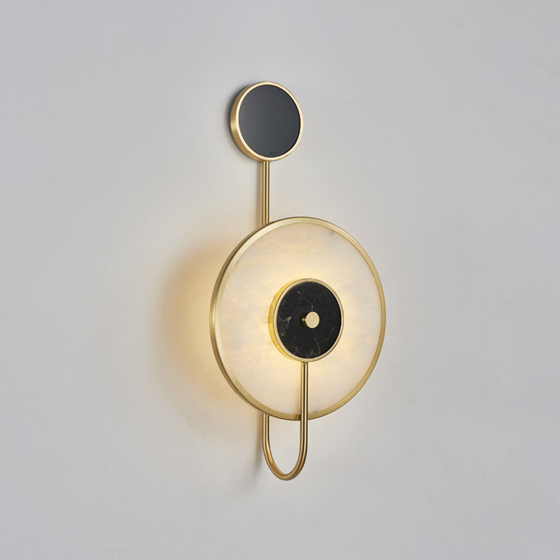 Modern Metal Wall Light Gold Round 20" High Wall Sconce with Mica for Bedroom
