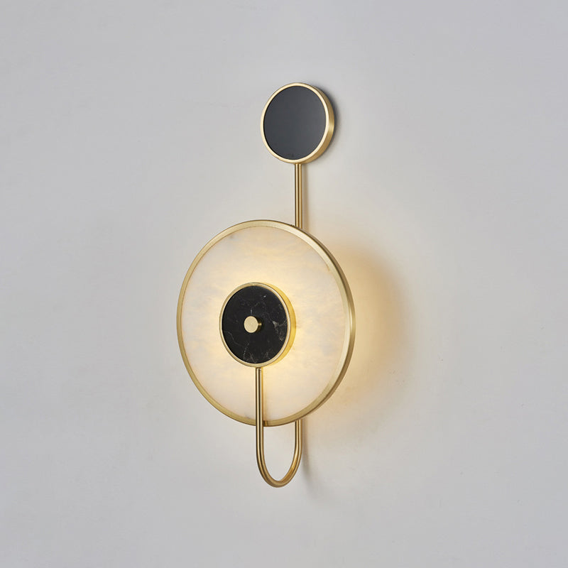 Modern Metal Wall Light Gold Round 20" High Wall Sconce with Mica for Bedroom