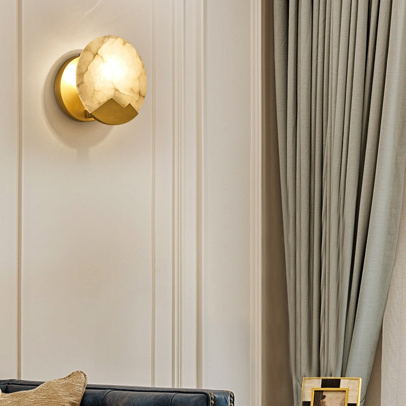 Modern Brass Wall Light Gold Round 8" High Wall Sconce Lamp for Bedroom