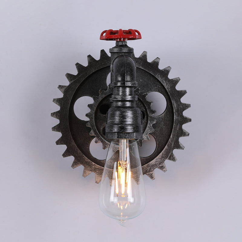 Industrial Metal Wall Light Gear Shape Water Pipe Wall Sconce for Cafe