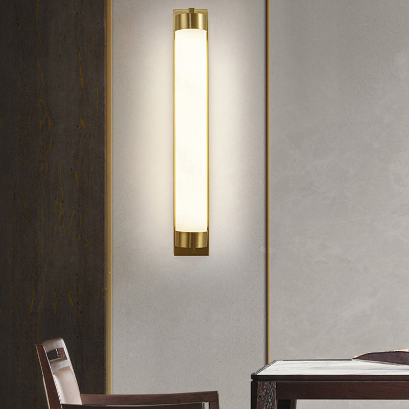 Chinese Brass Wall Light Gold LED Wall Sconce with Mica for Living Room