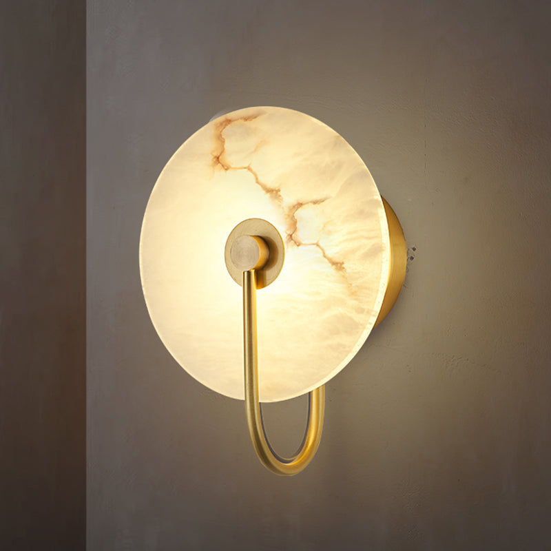 Nordic Style Wall Light Round White LED Wall Sconce with Mica for Living Room