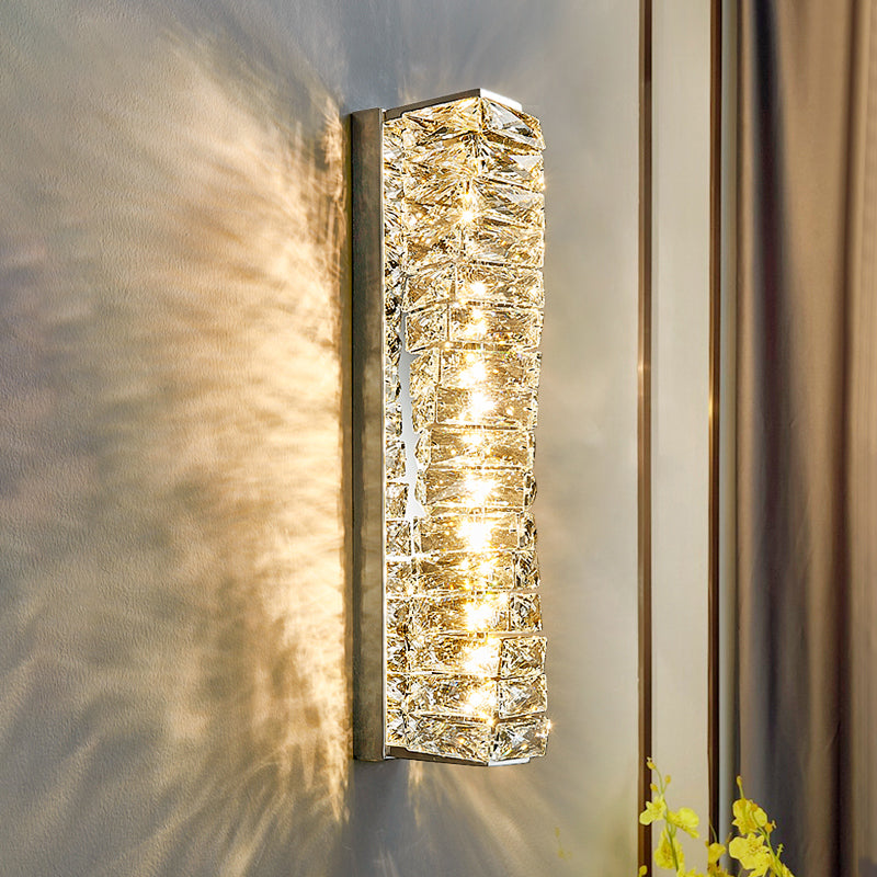 Modern Style Metal Wall Light Geometric Wall Sconce with Crystal for Living Room