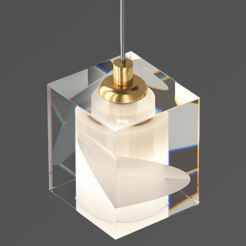 Modern Style Crystal Wall Light Cube Hanging Wall Sconce for Living Room