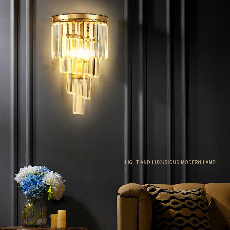 Postmodern Style Crystal Wall Light Layered Wall Sconce for Living Room