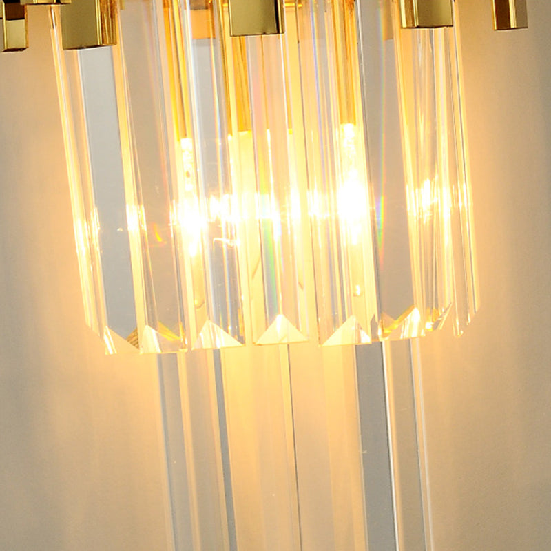 Postmodern Style Crystal Wall Light Gold Layered Wall Sconce for Living Room
