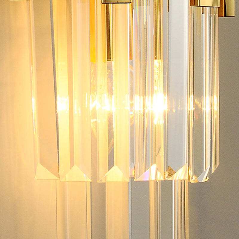 Postmodern Style Crystal Wall Light Gold Layered Wall Sconce for Living Room