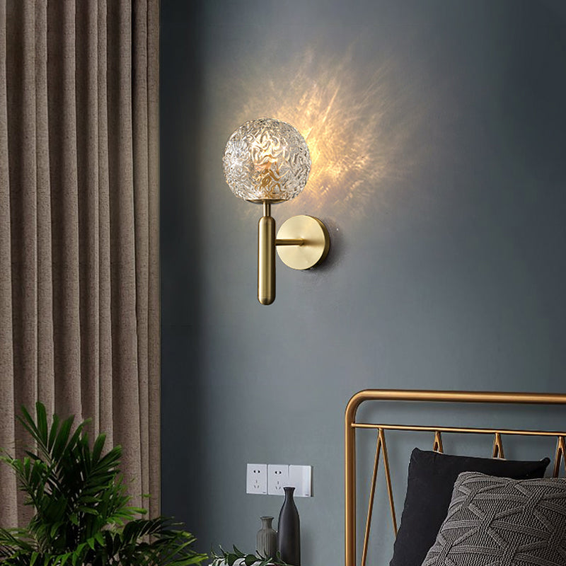 Nordic Style Crystal Wall Light Gold Globe Wall Sconce for Living Room