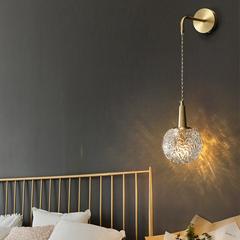 Nordic Style Crystal Wall Light Gold Globe Wall Sconce for Living Room